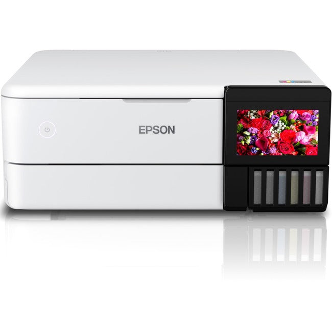 Epson ET-8500 Inkjet Multifunction Printer-Color-Copier/Scanner-5760x1440 dpi Print-Automatic Duplex Print-100 sheets Input-Color Flatbed Scanner-1200 dpi Optical Scan-Wireless LAN-Epson Connect-Android Printing-Mopria - C11CJ20201