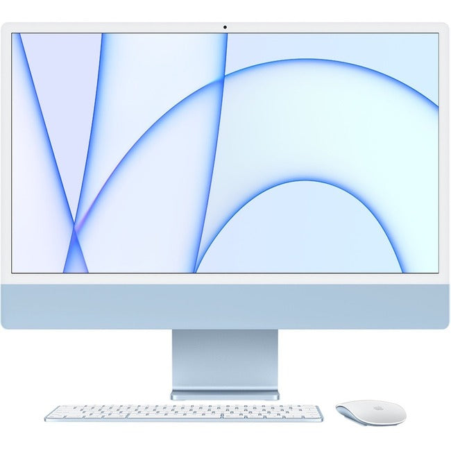 Apple iMac MGPK3LL/A All-in-One Computer - Apple M1 Octa-core (8 Core) - 8 GB RAM - 256 GB SSD - 24" 4.5K 4480 x 2520 - Desktop - Blue - MGPK3LL/A