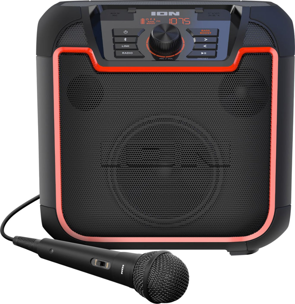 ION Audio - Sport- All-Weather Rechargeable Portable Bluetooth Speaker - Black/Orange -